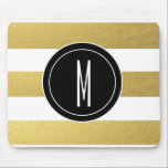 GOLD FOIL STRIPES | BLACK MONOGRAM MOUSE PAD<br><div class="desc">GOLD FOIL STRIPES | BLACK MONOGRAM</div>