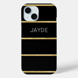 Gold Foil Stripes Personalized Mobile Phone Case
