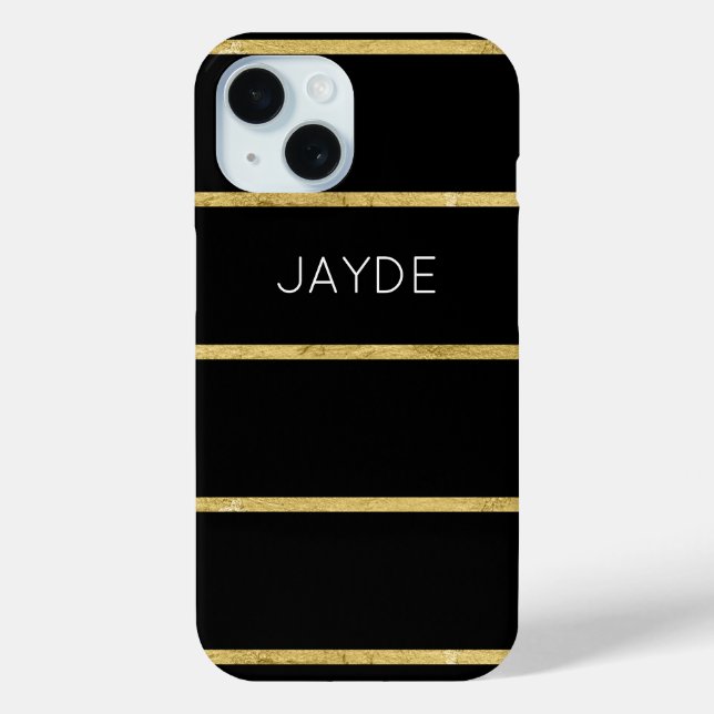 Gold Foil Stripes Personalized Mobile Phone Case (Back)