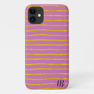 Gold Foil Stripes Personalized Phone Case