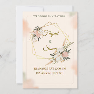 Gold Foil Style Wedding Invitation Elegant Scrip