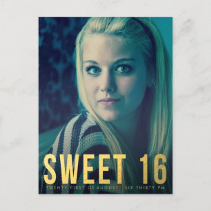 Gold Foil Sweet 16 Party Photo Postcard