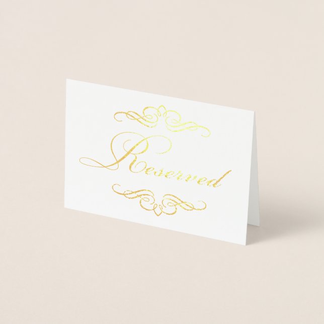 Gold Foil Swirls Flourish Reserved Card (Front)
