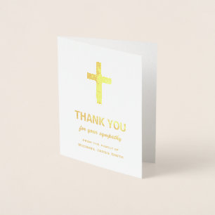 Gold Foil Sympathy Thank You Card with Cross