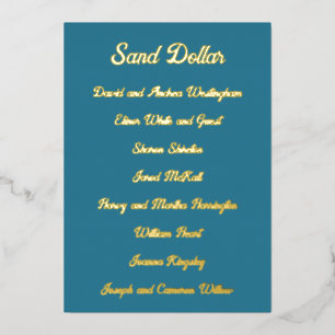 Gold Foil Table Seating Guest List 5x7 Cards