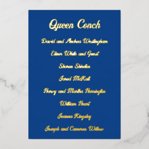 Gold Foil Table Seating List Wedding Seating Cards