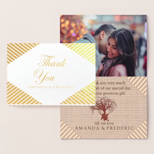 Gold Foil Tan - Marsala Thank You Card (Display)