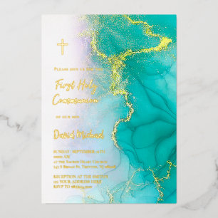 gold foil text  First Communion