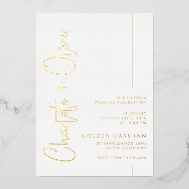 Gold Foil Text Typography Wedding (Front)