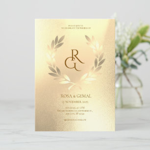 Gold Foil Texture Elegant Wedding Invitation