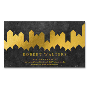 Gold Foil Texture Lux Shapes Slate Magnetic Business Card