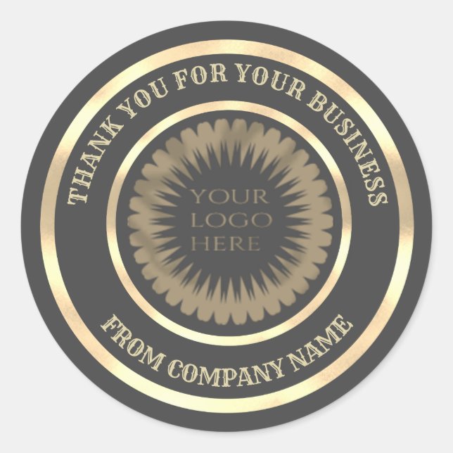 Gold foil  thank you business custom logo classic round sticker (Front)