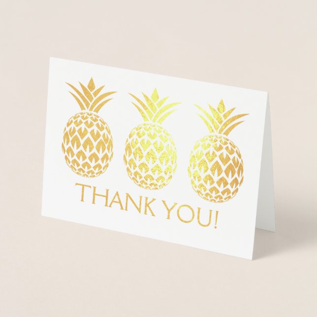 Gold Foil Thank You Card with Pineapple Pattern (Front)