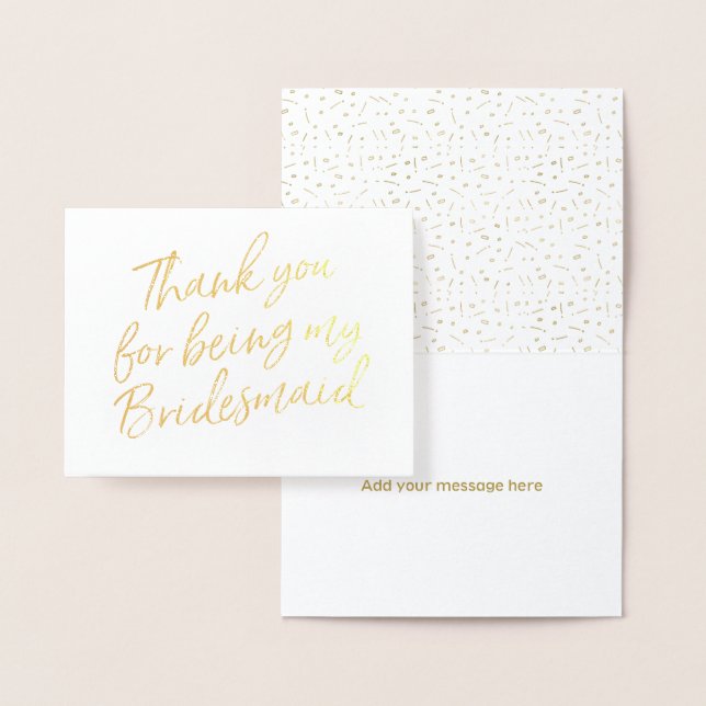 Gold Foil Thank you for my being my bridesmaid Foil Card (Display)