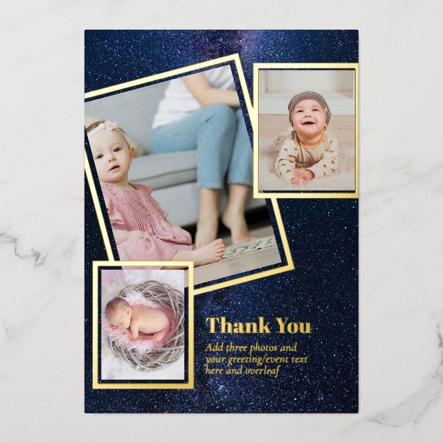 Gold Foil THANK YOU Photo Collage Modern QR CODE (Front)