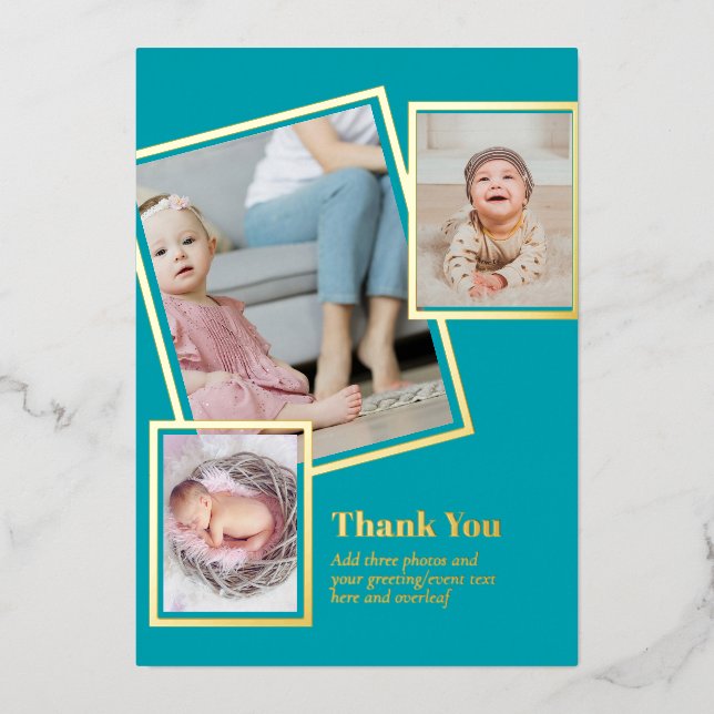 Gold Foil THANK YOU Photo Collage Modern QR CODE (Front)