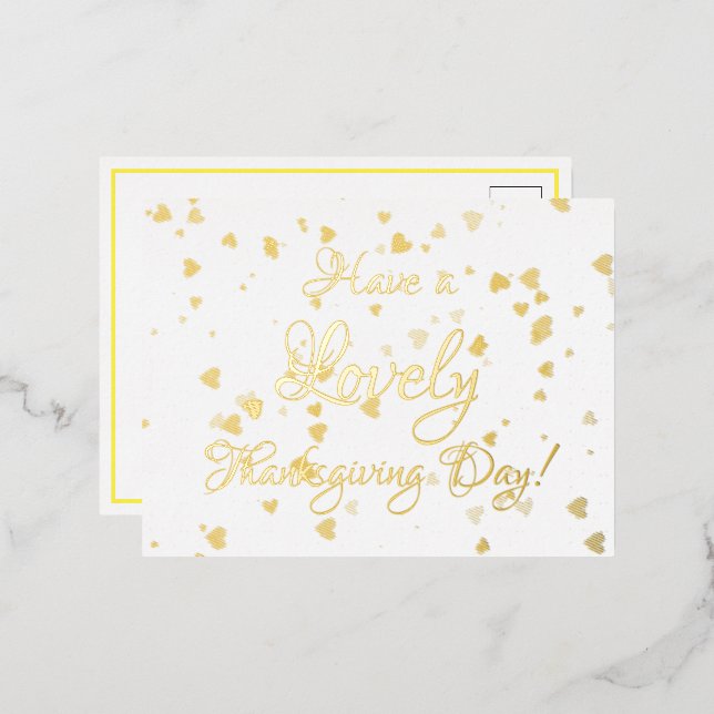 Gold Foil Thanksgiving Party Invitation (Recto/Verso)