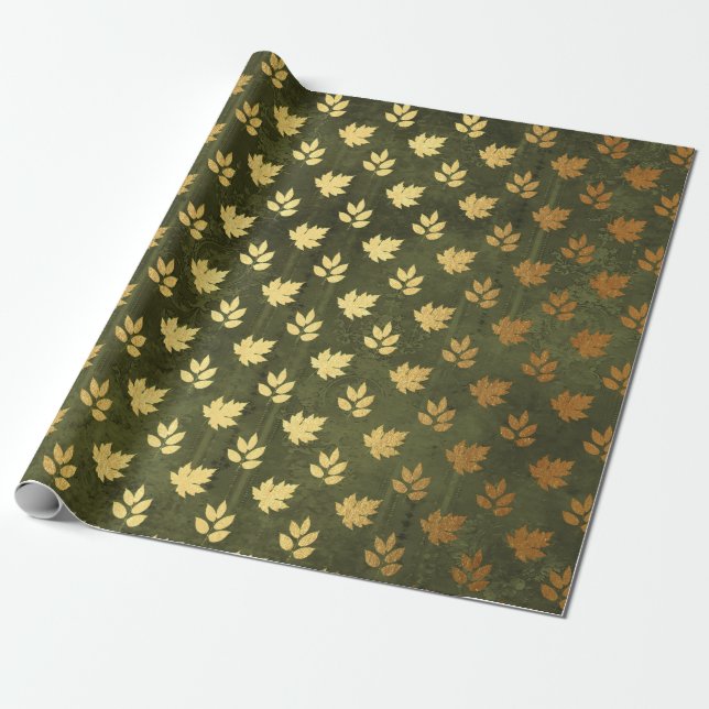 Gold Foil Thanksgiving Wrapping Paper (Unrolled)