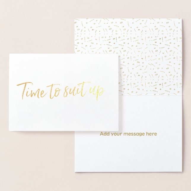 Gold Foil Time To Suit Up Best Man Request Foil Card (Display)