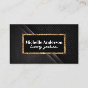 Gold Foil Trim   Black Mesh Texture Business Card