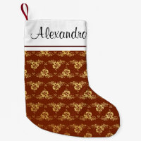 Gold Foil Tropical Flowers and Burgundy Monogram