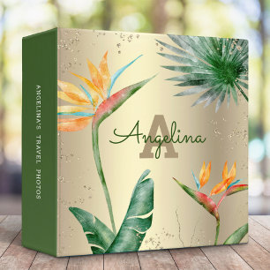Gold Foil Tropical Palm Monogram Script Modern Binder