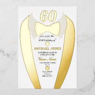 Gold Foil Tuxedo Suit Mens 60th Birthday Party