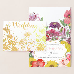 Gold Foil Typographie florale Invitations de maria
