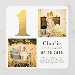 Gold Foil Un 1er anniversaire Cartes photos