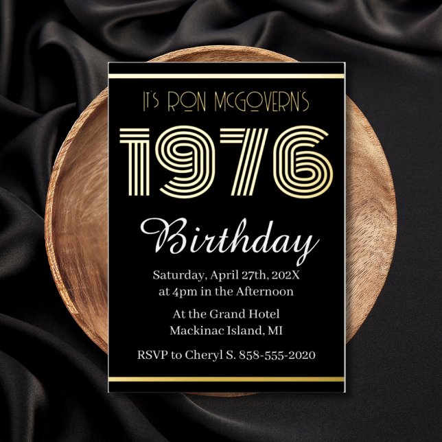 Gold Foil Vintage 1976 Rectangular 50th Birthday  (Creator Uploaded)
