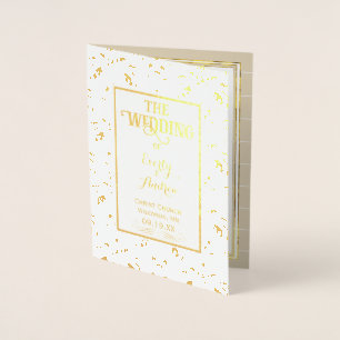 Gold Foil Vintage Damask WEDDING PROGRAM Card