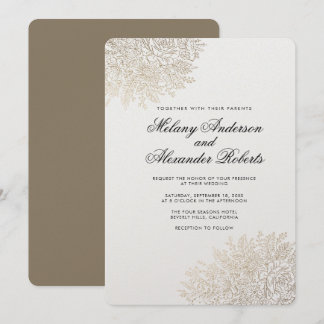Gold Foil Vintage dentelle Élégante invitation de 
