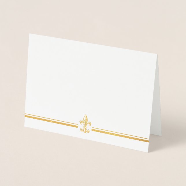 Gold Foil Vintage Elegant Fleur de Lis Card (Front)