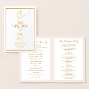 Gold Foil Vintage Hummingbird WEDDING PROGRAM Card