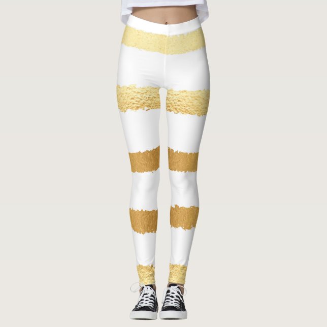 Gold foil, vintage seamless pattern. leggings (Front)