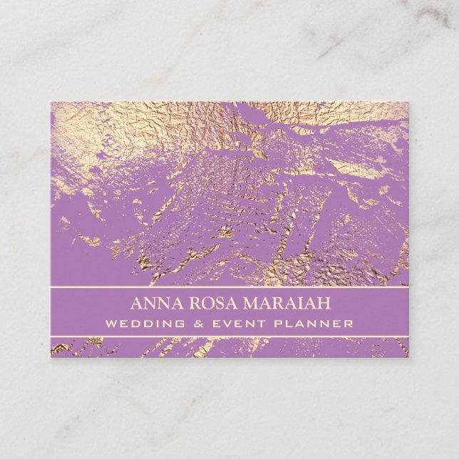** Gold Foil Violet Beauty Wedding Elegant Business Card (Front)