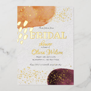 Gold foil  water colour bridal shower  foil invita