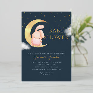 Gold Foil   Watercolor Boho Bunny Girl Baby Shower