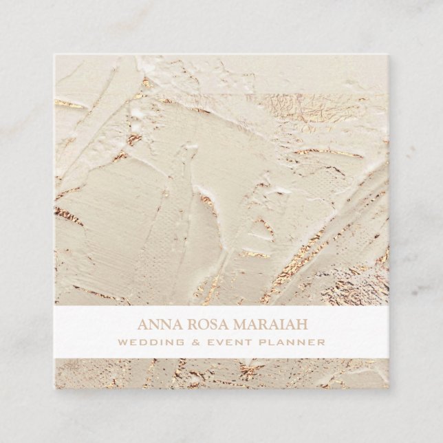 *~* Gold Foil Wedding Elegant Pastel Blush  Square Business Card (Front)