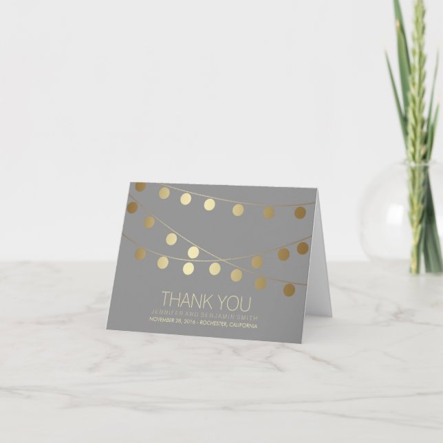 Gold Foil Wedding Lights Thank You (Front)