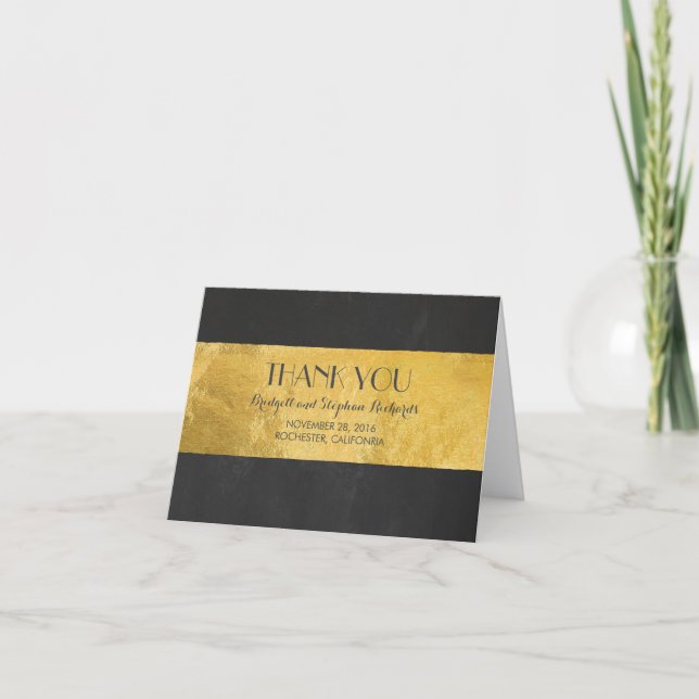 Gold Foil Wedding Modern Thank You (Front)