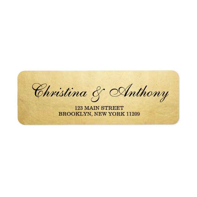 Gold Foil Wedding Monogram Return Address Labels (Front)
