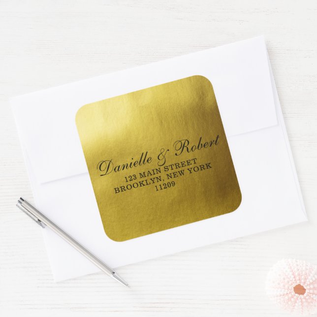 Gold Foil Wedding Monogram Return Address Labels (Envelope)