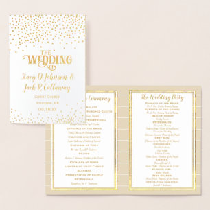 Gold Foil WEDDING PROGRAM Confetti Typography Card