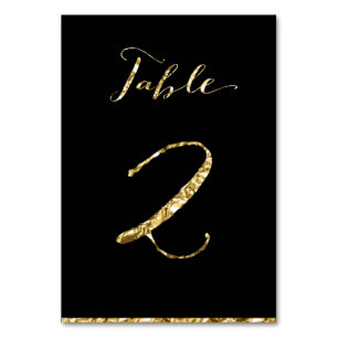 Gold Foil Wedding Table Numbers Black No. 2