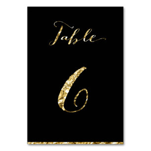 Gold Foil Wedding Table Numbers Black No. 6