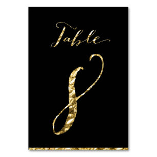 Gold Foil Wedding Table Numbers Black No. 8
