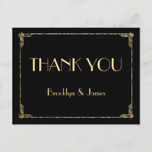 Gold Foil Wedding Thank You Art Deco Postcards