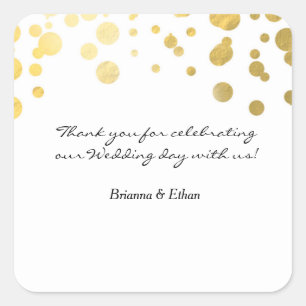Gold Foil Wedding White Favour Sticker Labels