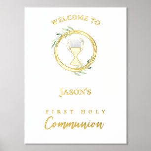 gold foil welcome sign